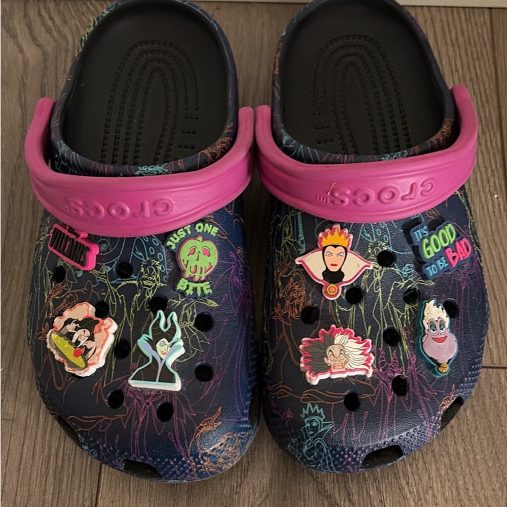 CROCS Kids Disney Villains Clog in Purple with Pink Strap